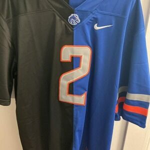 Nike Boise State Broncos Ashton Jeanty #2 Split Jersey Blue Black Mens XL